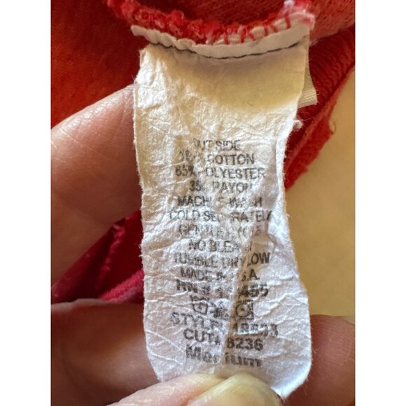 Braeve Womens M Long Sleeve Orange Rust Top Tunic V-Neck Button Cuff Raw Hem - Picture 5 of 8